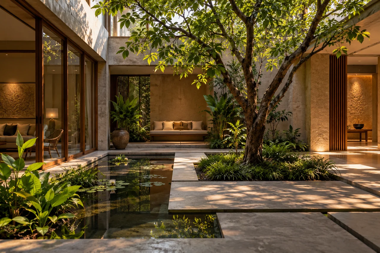 A courtyard reference for light and spatial rhythm A courtyard reference for light and spatial rhythm