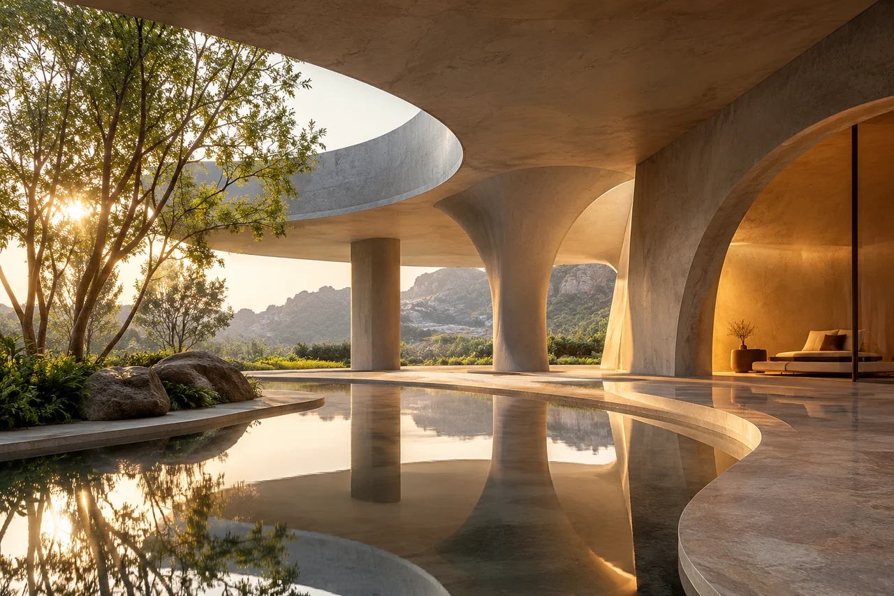 An architectural environment study with controlled light